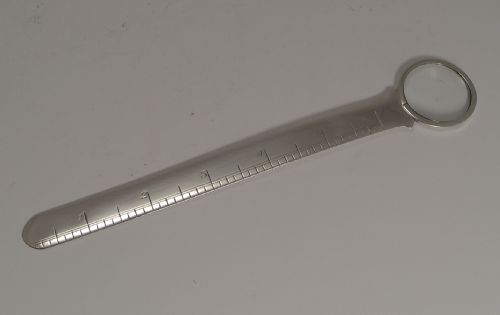 Unusual Antique English Sterling Silver Magnifying Glass / 6" Ruler - 1907