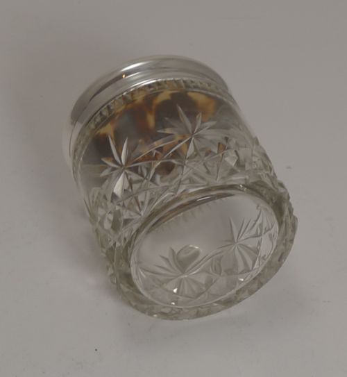 SILVER AND TORTOISESHELL LIDDED CUT CRYSTAL VANITY JAR - ADDITIONAL PHOTO 2