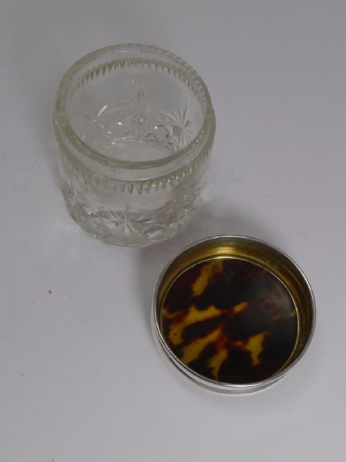 SILVER AND TORTOISESHELL LIDDED CUT CRYSTAL VANITY JAR - ADDITIONAL PHOTO 4