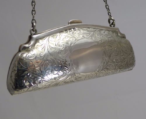 Pretty Antique English Sterling Silver Purse - 1913