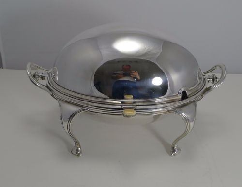 Elegant Antqiue English Silver Plated Revolving Breakfast Dish by Mappin and Webb