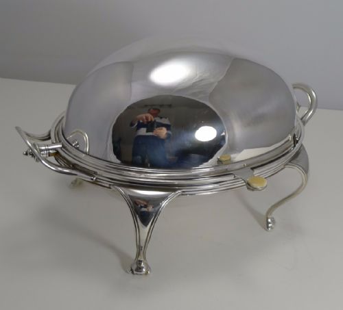 fig 1. Elegant Antqiue English Silver Plated Revolving Breakfast Dish by Mappin and Webb