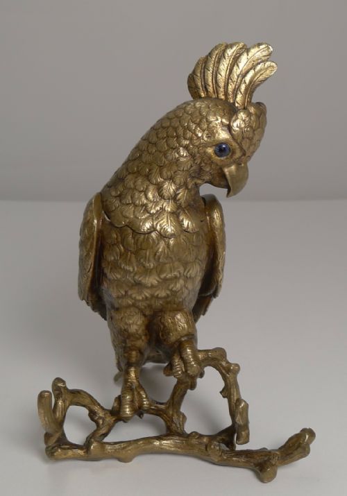 fig 1. Wonderful Antique English Bronze Figural Inkwell - Cockatoo c.1850