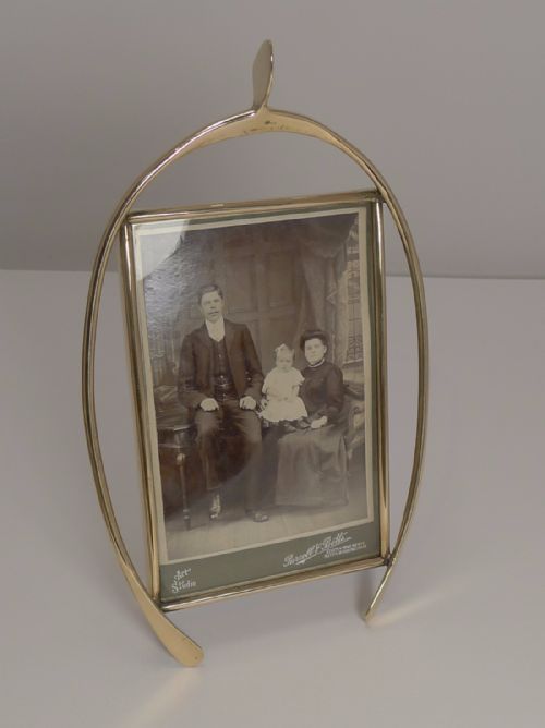 Lucky Antique English Brass Wishbone Photograph Frame