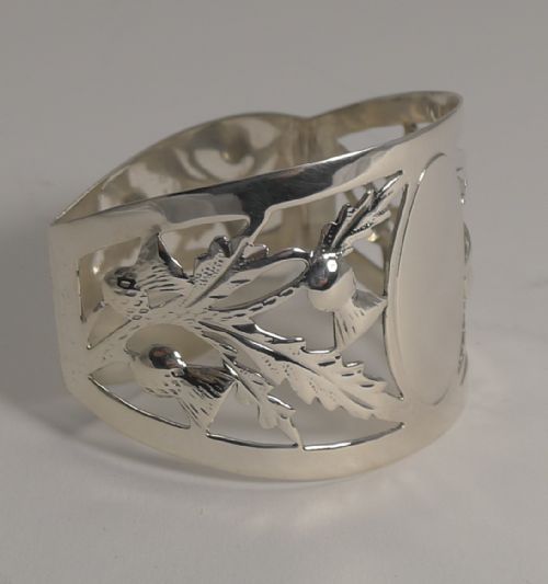 English Sterling Silver Napkin Ring - Scottish Thistles - 1921