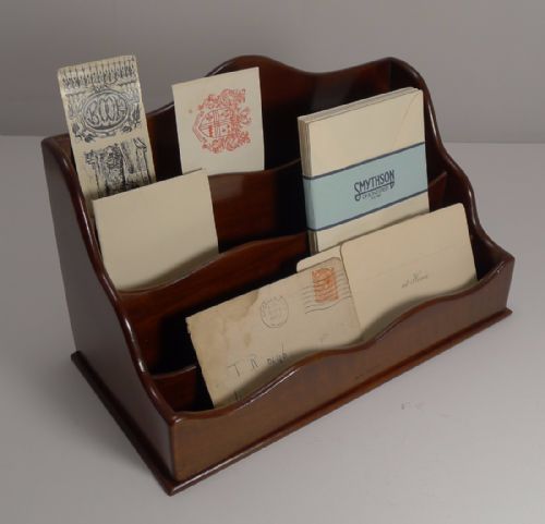 Handsome Antique Walnut Stationery Holder / Letter Rack C.1890