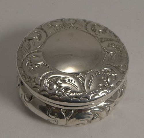 Victorian English Sterling Silver Pill Box - 1896