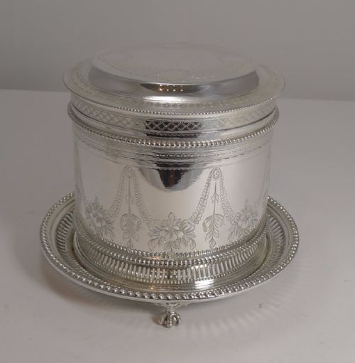 Stunning Antique English Silver Plated Biscuit Box by Atkin Brothers C.1890