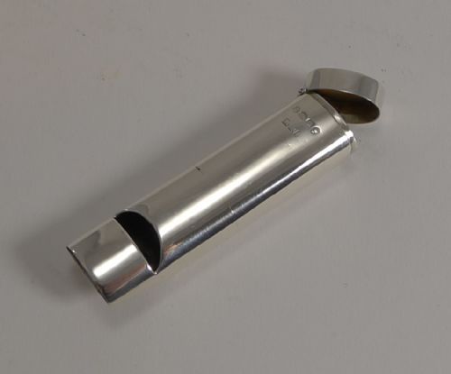 Antique Novelty Solid Silver Vesta - Working Whistle - 1888