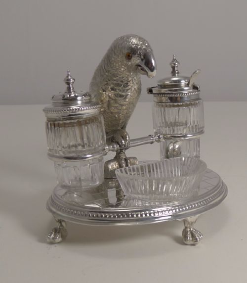 Antique Novelty Figural Cruet - Parrot, C.1880