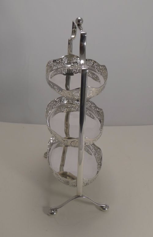 fig 1. Stunning Antique English Silver Plated Three Tier Cake Stand c.1900