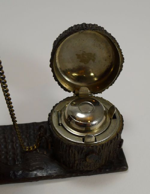 ANTIQUE FIGURAL BLACK FOREST INKWELL DOG ST BERNARD C1890 - ADDITIONAL PHOTO 7