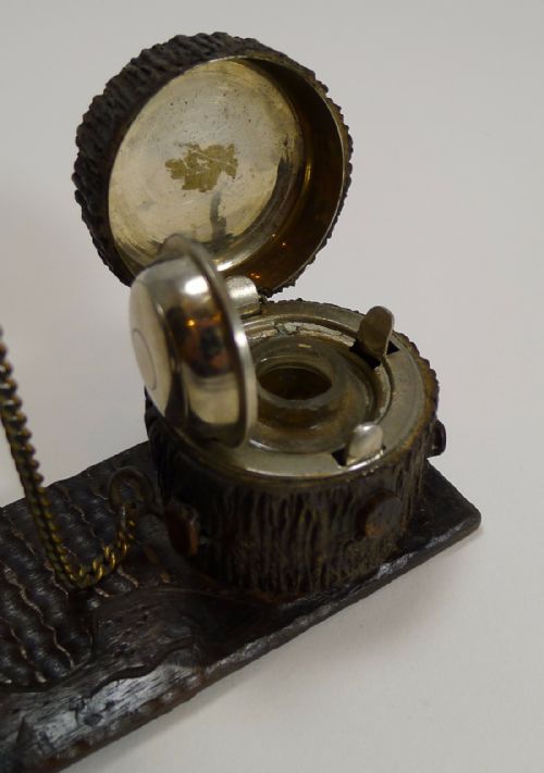 ANTIQUE FIGURAL BLACK FOREST INKWELL DOG ST BERNARD C1890 - ADDITIONAL PHOTO 8