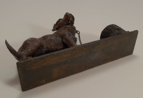 ANTIQUE FIGURAL BLACK FOREST INKWELL DOG ST BERNARD C1890 - ADDITIONAL PHOTO 9
