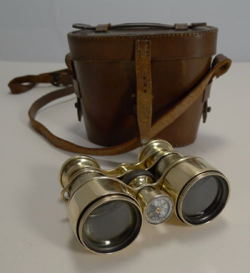 Antique English Field Glasses / Binoculars by Lawrence and Mayo - With Compass