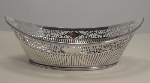 Grand Large Antique English Bread Basket by Mappin and Webb - Silver Plate