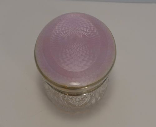fig 1. Superb David Anderson Sterling Silver and Guilloche Enamel Lidded Cut Crystal Box c.1910