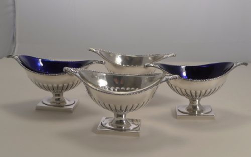 Set Four Antique English Glass Lined Serving Dishes by Barker and Ellis C.1906