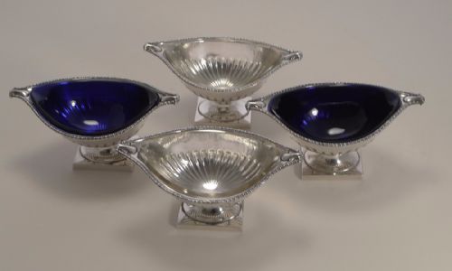 fig 1. Set Four Antique English Glass Lined Serving Dishes by Barker and Ellis c.1906