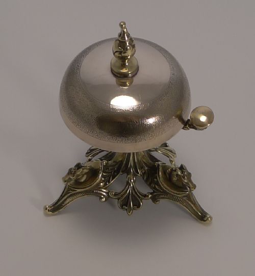 fig 1. Antique English Brass Desk Bell - Equestrian - Horses c.1890