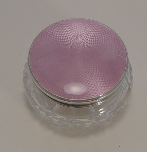 Pretty Pink Guilloche Enamel and English Sterling Silver Box - 1934