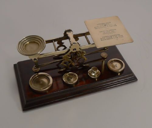 Antique English Mahogany & Brass Letter Scales - S. Mordan & Co., London C.1900