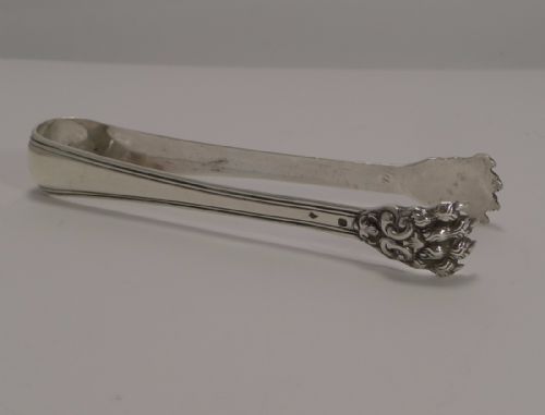 Antique French Sterling Silver Ice Tongs - Grand Lion's Paws C.1900
