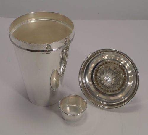 Large Vintage Silver Plated Cocktail Shaker with Integral Lemon Squeezer