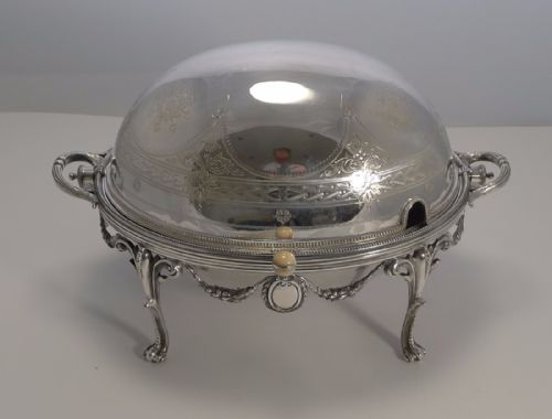 Magnificent English Silver Plated Revolving Breakfast Dish by Walker and Hall - 1898