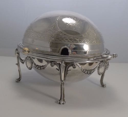 fig 2. Magnificent English Silver Plated Revolving Breakfast Dish by Walker and Hall - 1898