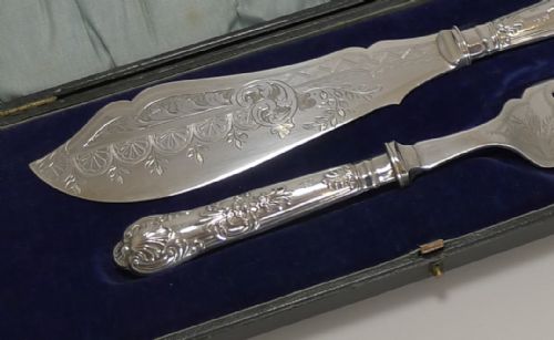 fig 1. Antique Sterling Silver Handled Fish Servers - 1907
