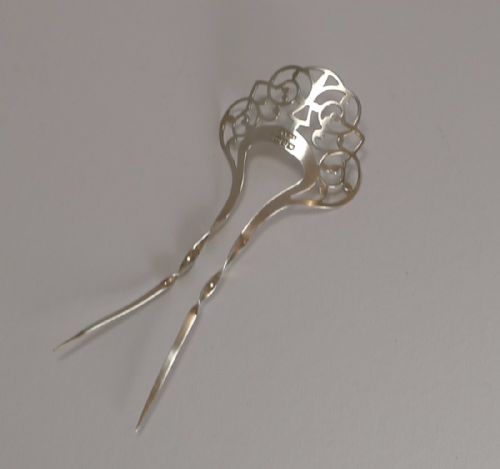 Antique English Sterling Silver Hair Comb / Ornament - 1899