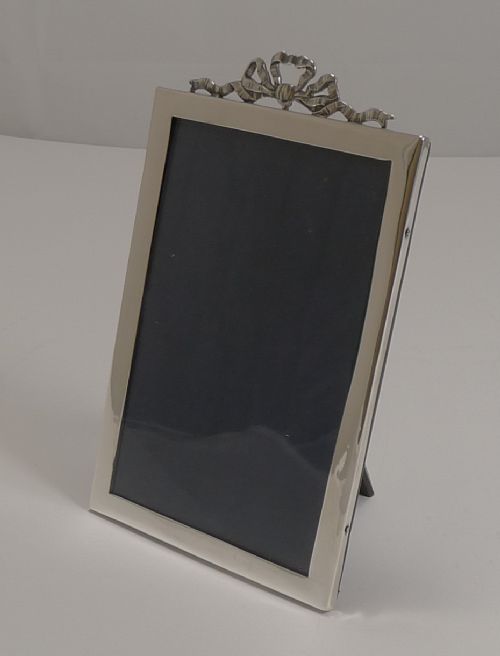 English Sterling Silver Photograph Frame with Ribbon and Bow - 1926