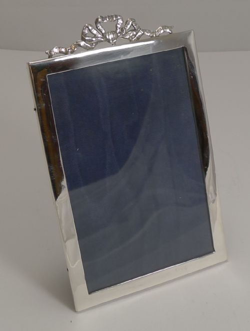 fig 1. English Sterling Silver Photograph Frame With Ribbon and Bow - 1926