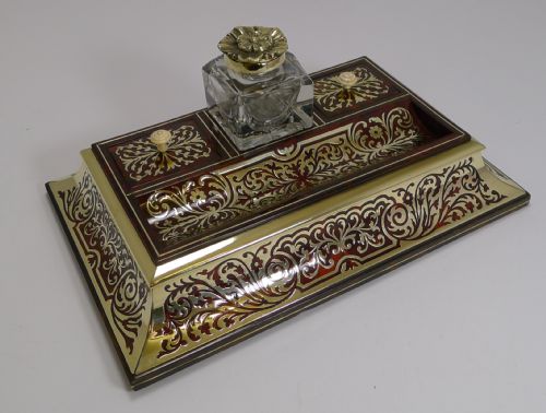 Magnificent Antique Boulle Inkstand / Inkwell C.1890
