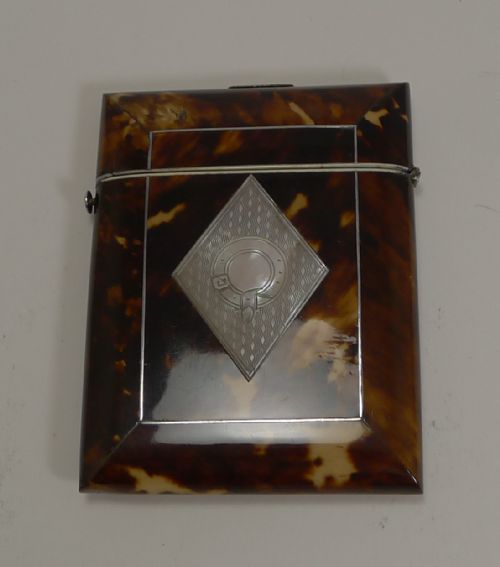 Antique English Tortoiseshell and Mother of Pearl Card Case C.1850