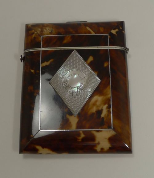 fig 1. Antique English Tortoiseshell and Mother of Pearl Card Case c.1850