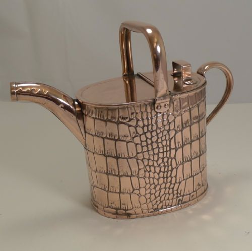 Antique English Copper Watering Can by Joseph Sankey C.1901 - Crocodile Embossed