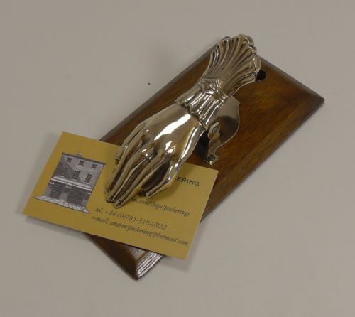 Antique English Oak and Brass Hand Letter / Note Clip C.1860