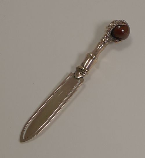 Antique Brass and Scottish Agate Bookmark C.1890
