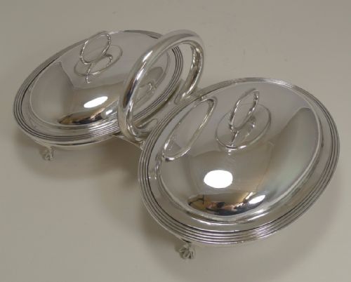 Pair Antique Walker and Hall Silver Plated Entree Dishes C.1905
