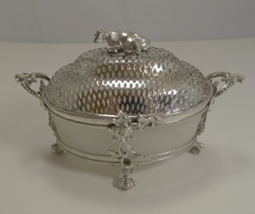 English Victorian Silver Plated Butter Dish - Cow C.1880