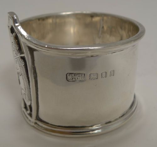 fig 1. English Sterling Silver Napkin Ring - Cat And The Fiddle