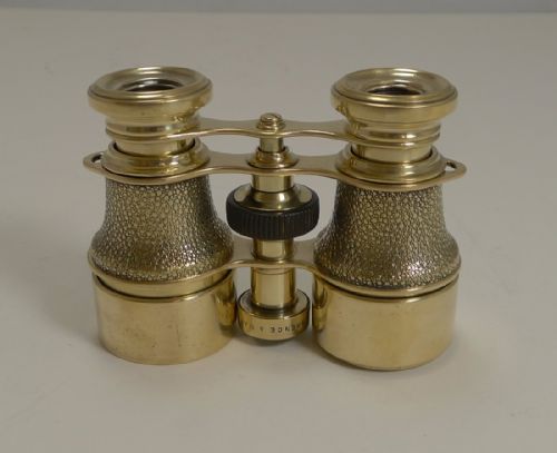 Antique English Field Glasses / Binoculars by Lawrence and Mayo - With Compass