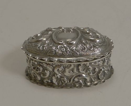 fig 1. Antique English Sterling Silver Pill or Trinket Box - 1902