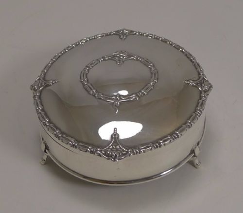 Stunning Antique English Sterling Silver Jewellery Box - 1910