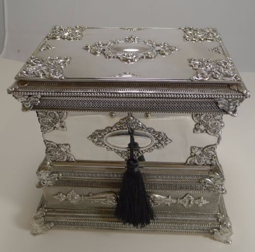 Rare & Magnificent Antique English Jewellery Safe C.1860