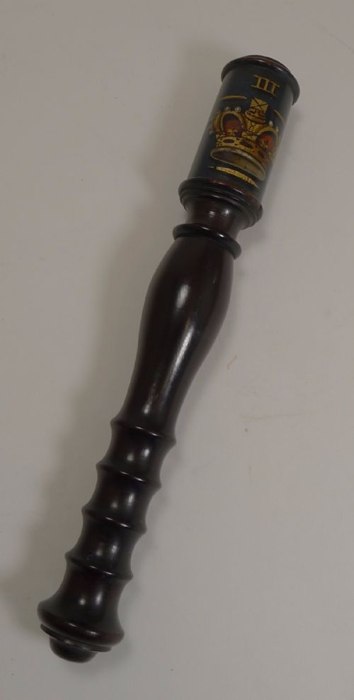 English George III Turned Wood and Painted Tipstaff / Truncheon C.1790