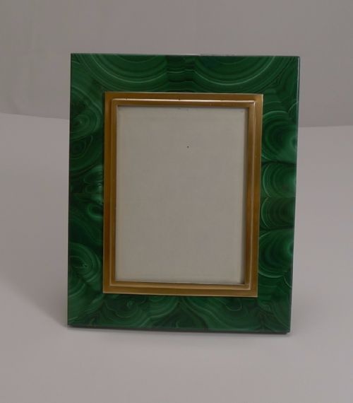 Malachite and 800 Silver Gilt Photograph Frame