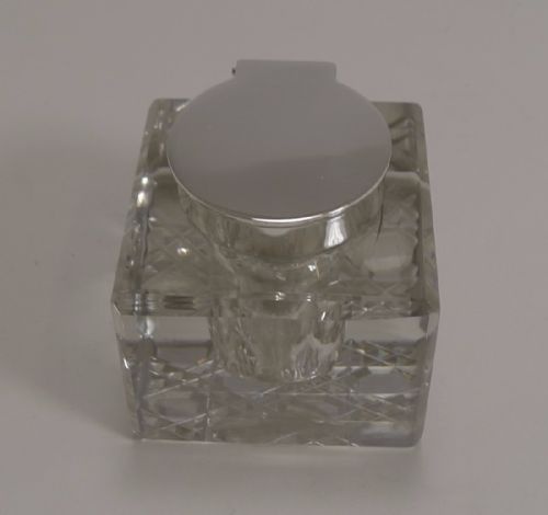 fig 2. English Cut Crystal and Sterling Silver Inkwell by John Grinsell and Sons
